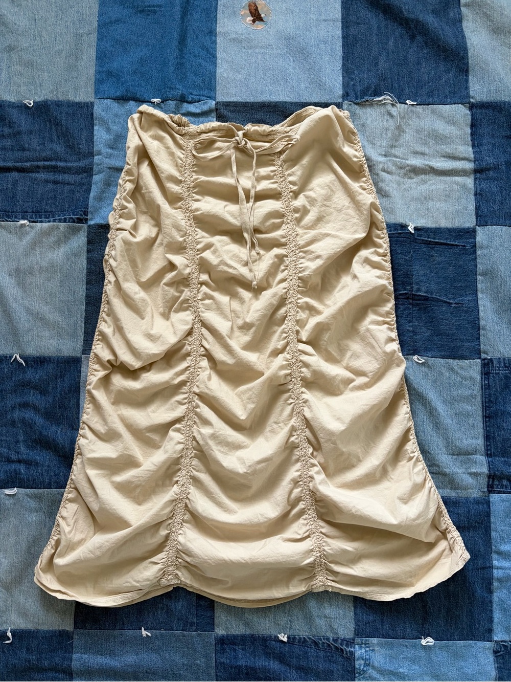 vintage y2k xcvi wearables tan ruched parachute maxi skirt cargo gorpcore XL